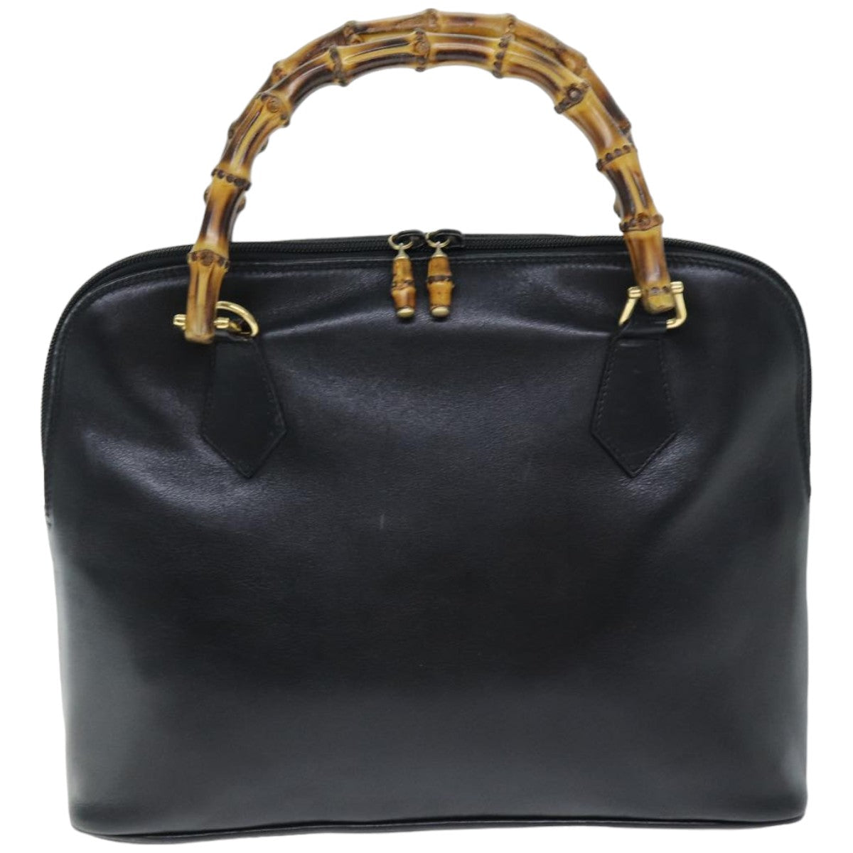 GUCCI Bamboo Hand Bag Leather 2way Black 000 1186 0289 75113