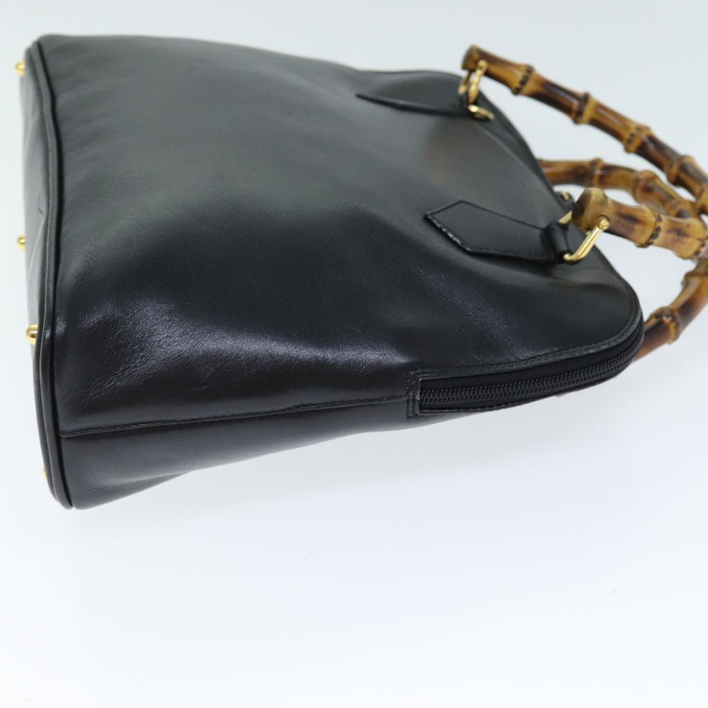 GUCCI Bamboo Hand Bag Leather 2way Black 000 1186 0289 75113