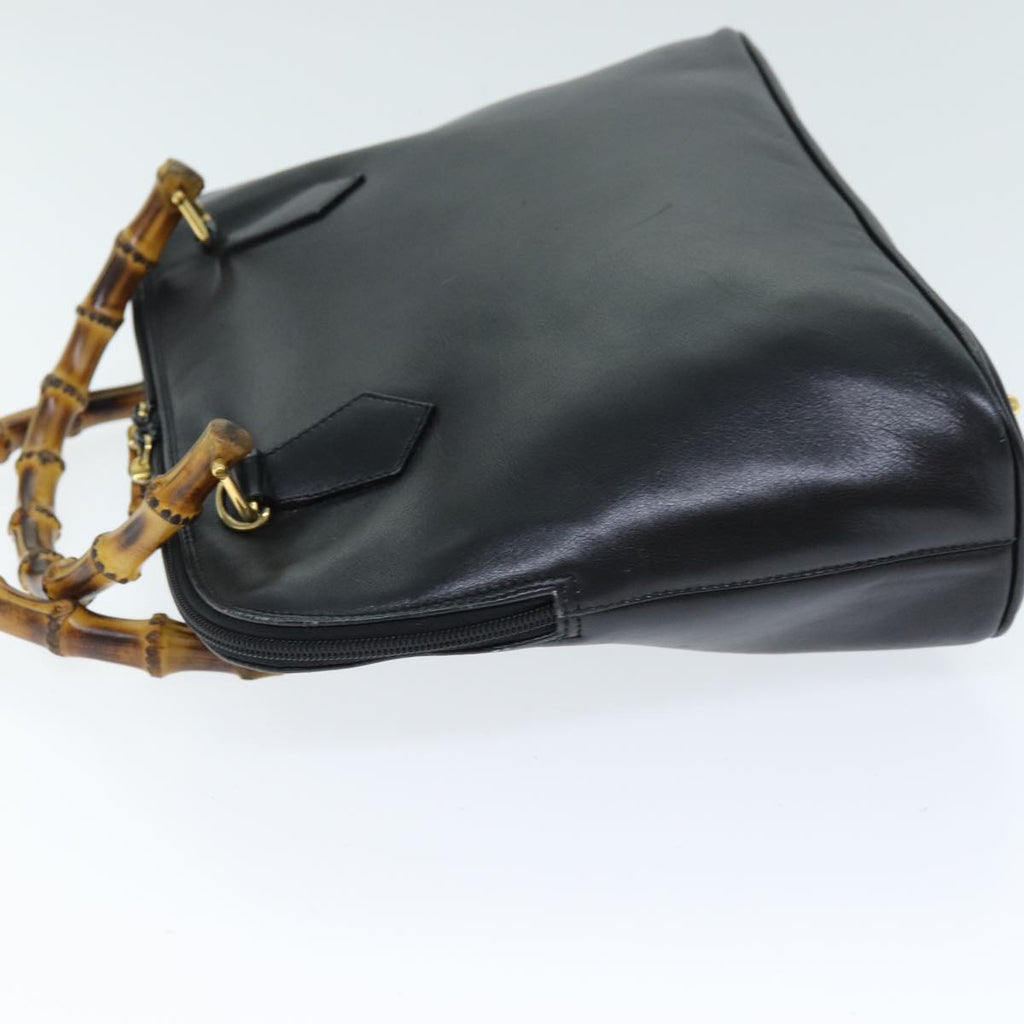 GUCCI Bamboo Hand Bag Leather 2way Black 000 1186 0289 75113