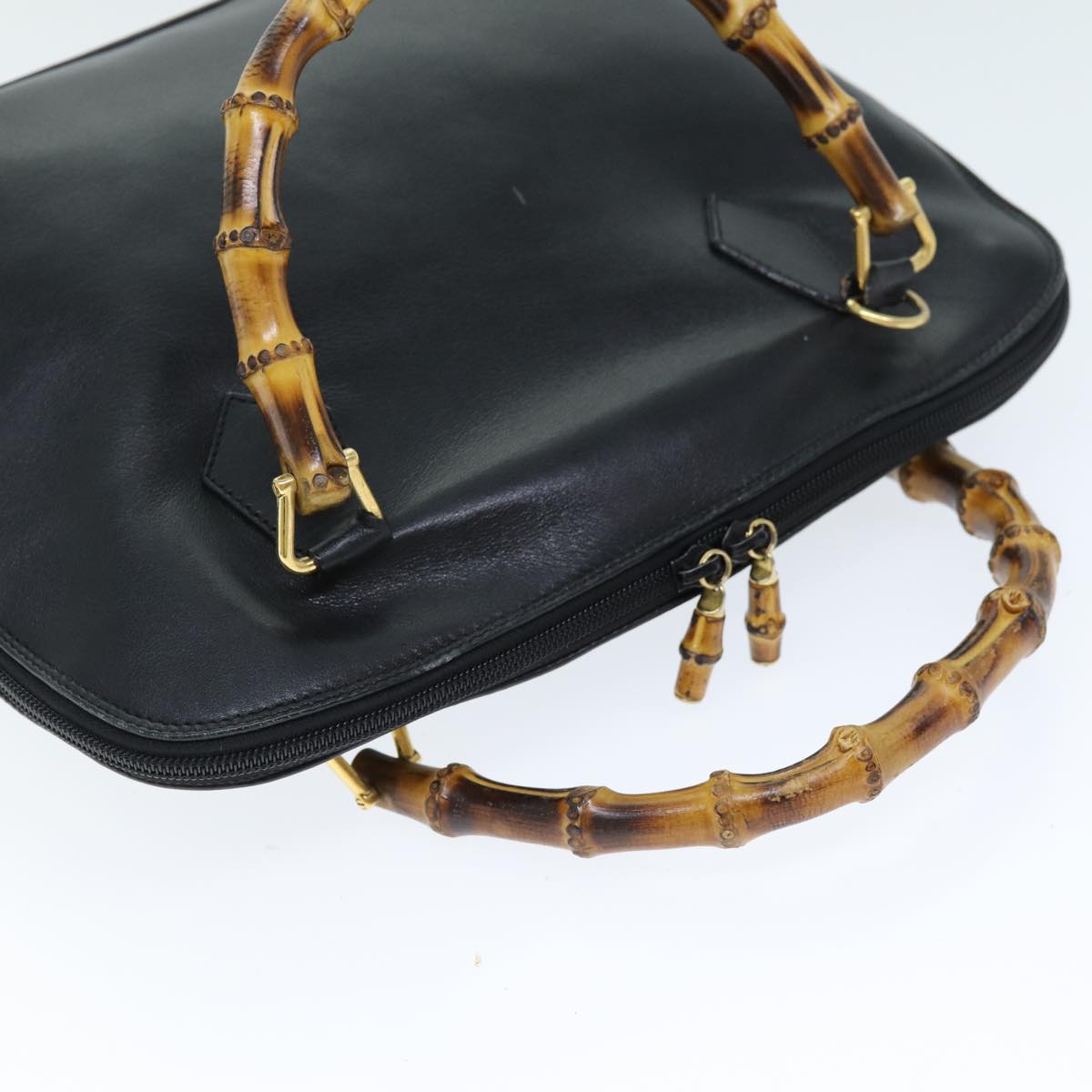 GUCCI Bamboo Hand Bag Leather 2way Black 000 1186 0289 75113