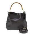 GUCCI Bamboo Shoulder Bag Leather 2way Brown 001 2113 1577 75114