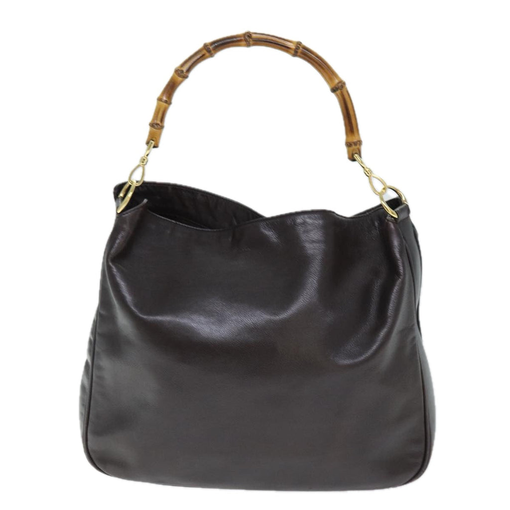 GUCCI Bamboo Shoulder Bag Leather 2way Brown 001 2113 1577 75114