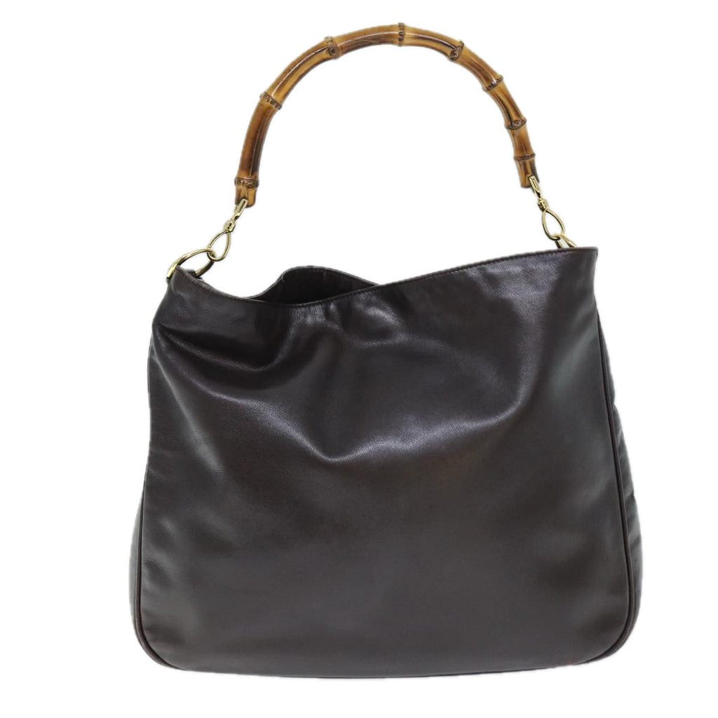 GUCCI Bamboo Shoulder Bag Leather 2way Brown 001 2113 1577 75114