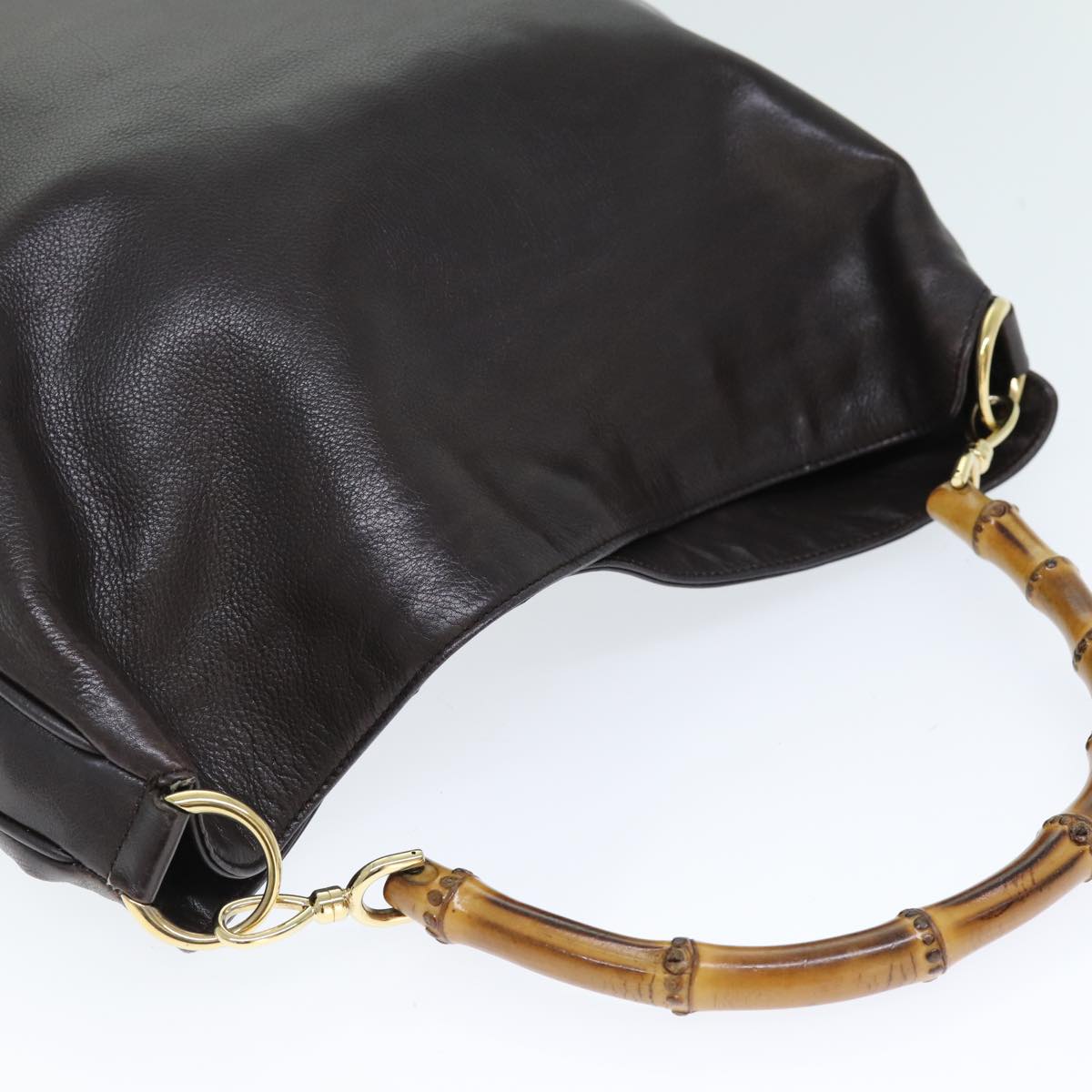 GUCCI Bamboo Shoulder Bag Leather 2way Brown 001 2113 1577 75114