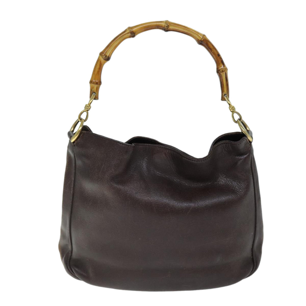 GUCCI Bamboo Hand Bag Leather 2way Brown 001 1638 75115