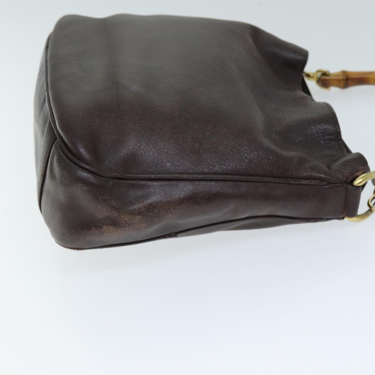 GUCCI Bamboo Hand Bag Leather 2way Brown 001 1638 75115