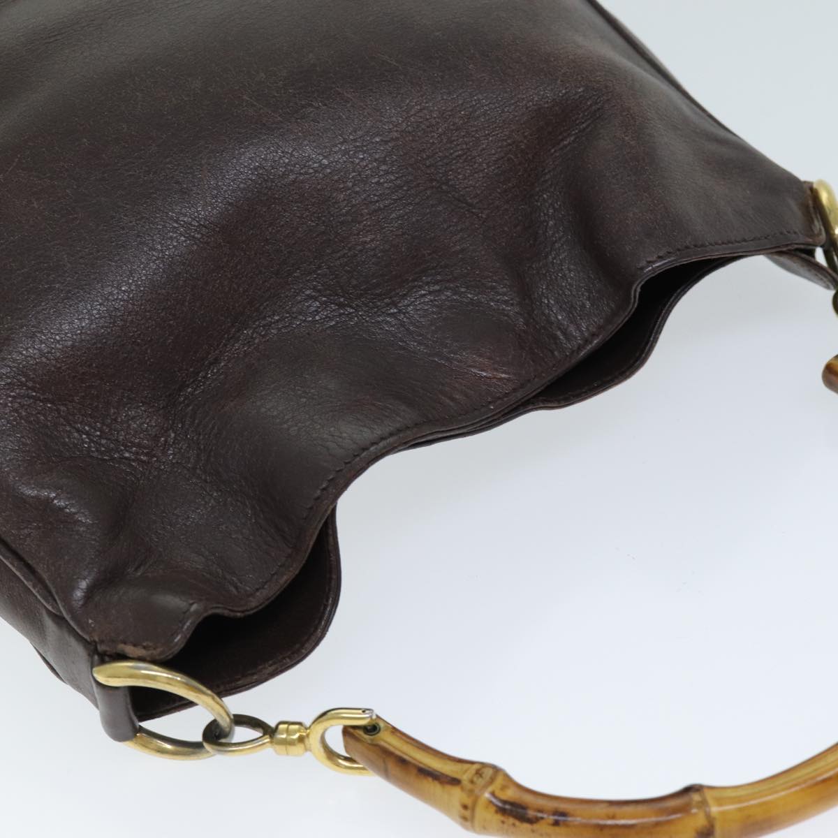 GUCCI Bamboo Hand Bag Leather 2way Brown 001 1638 75115