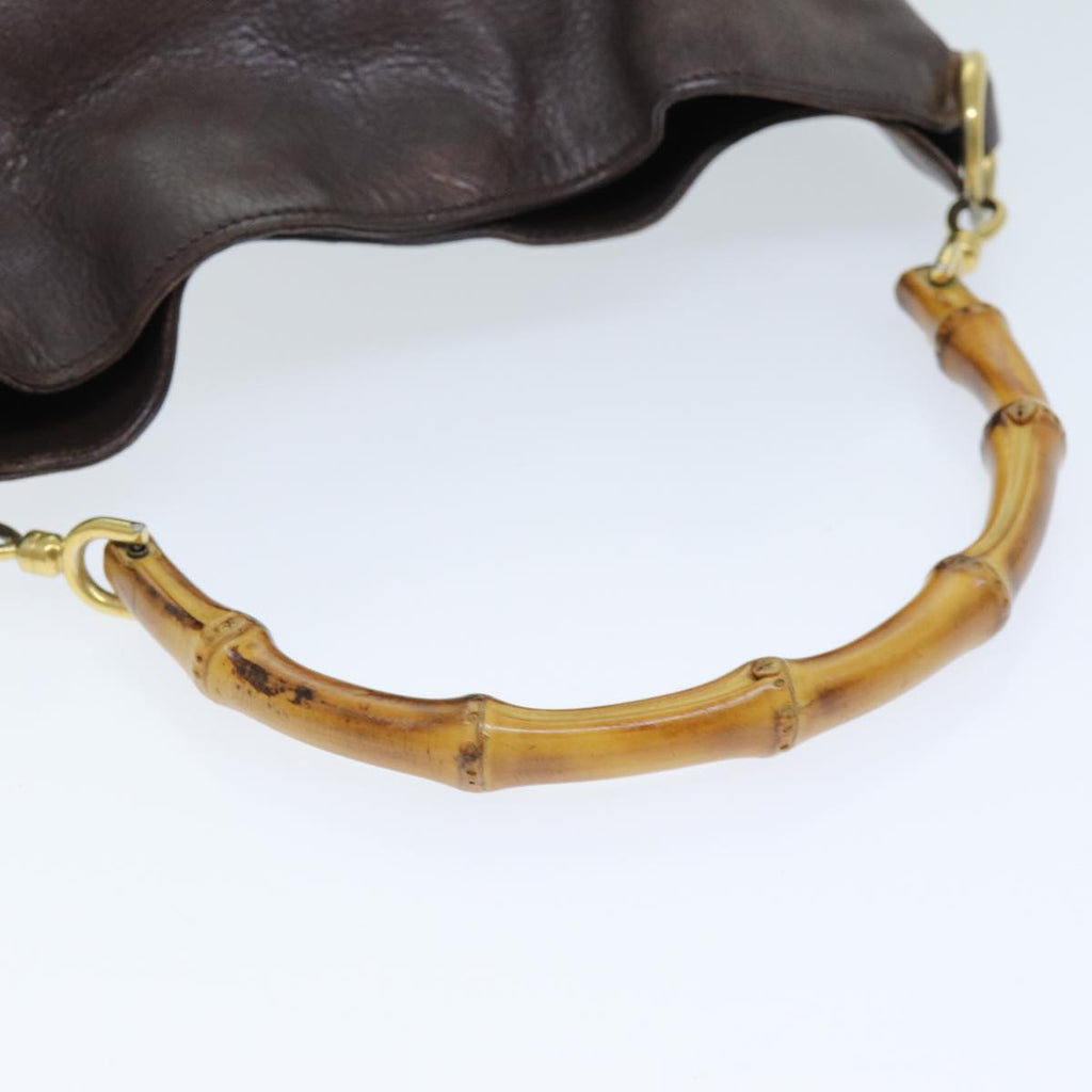 GUCCI Bamboo Hand Bag Leather 2way Brown 001 1638 75115