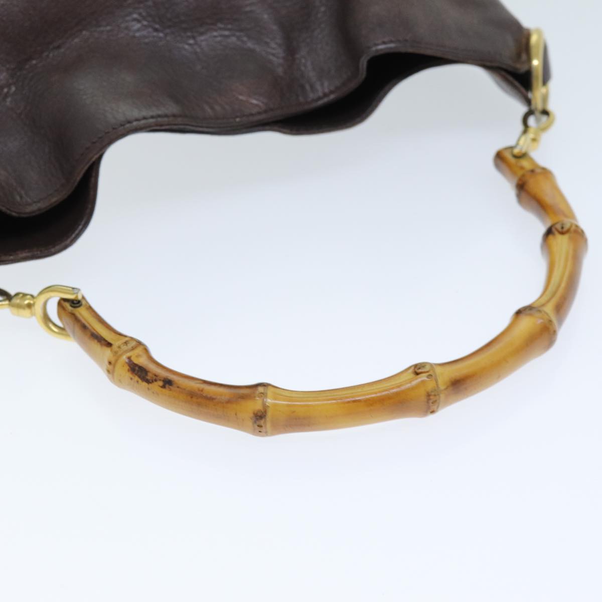 GUCCI Bamboo Hand Bag Leather 2way Brown 001 1638 75115