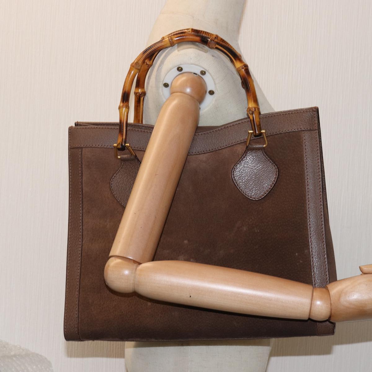 GUCCI Bamboo Tote Bag Suede Brown 002 2853 0260 0 75116