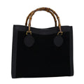 GUCCI Bamboo Tote Bag Suede Black 75117