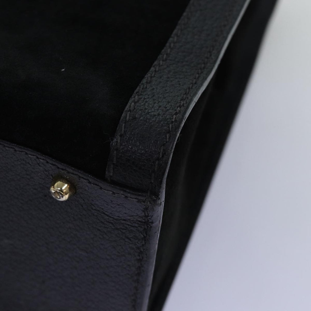 GUCCI Bamboo Tote Bag Suede Black 75117
