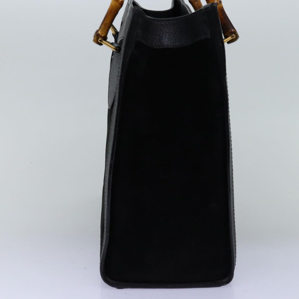 GUCCI Bamboo Tote Bag Suede Black 75117