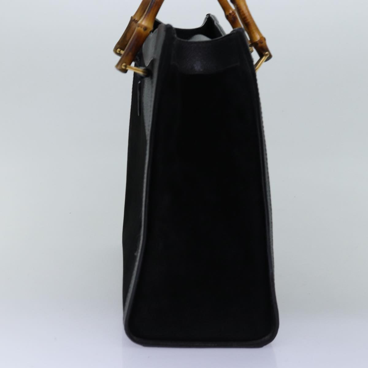 GUCCI Bamboo Tote Bag Suede Black 75117