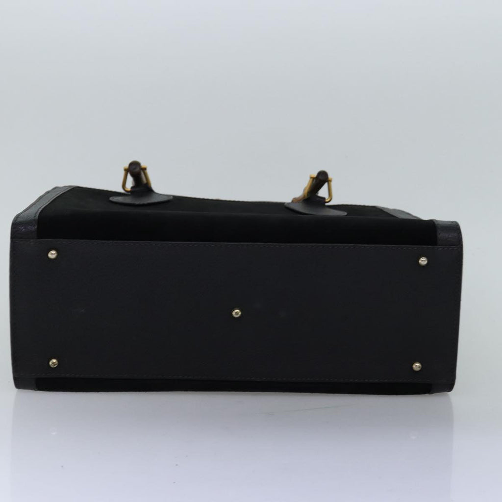 GUCCI Bamboo Tote Bag Suede Black 75117
