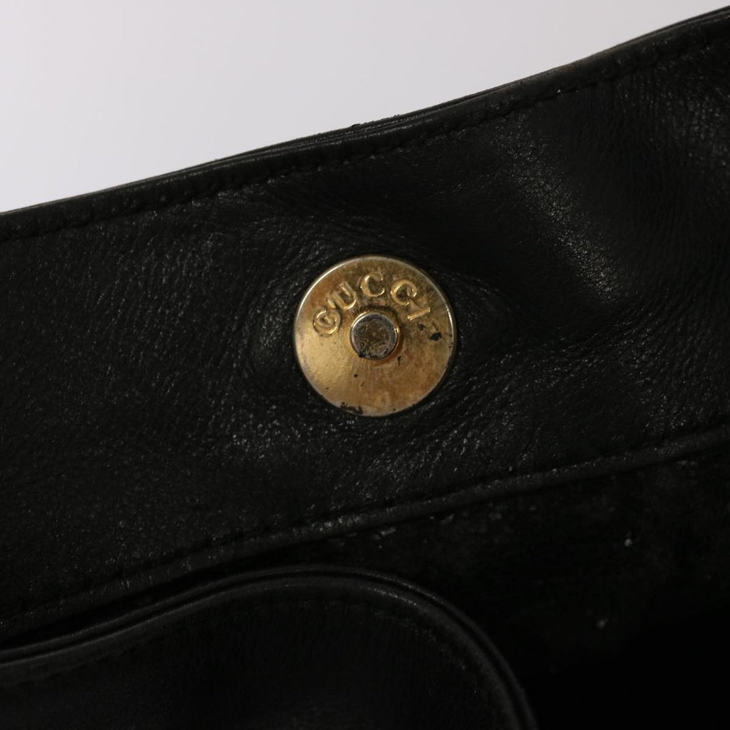GUCCI Bamboo Hand Bag Leather 2way Black 001 123 1638 75140