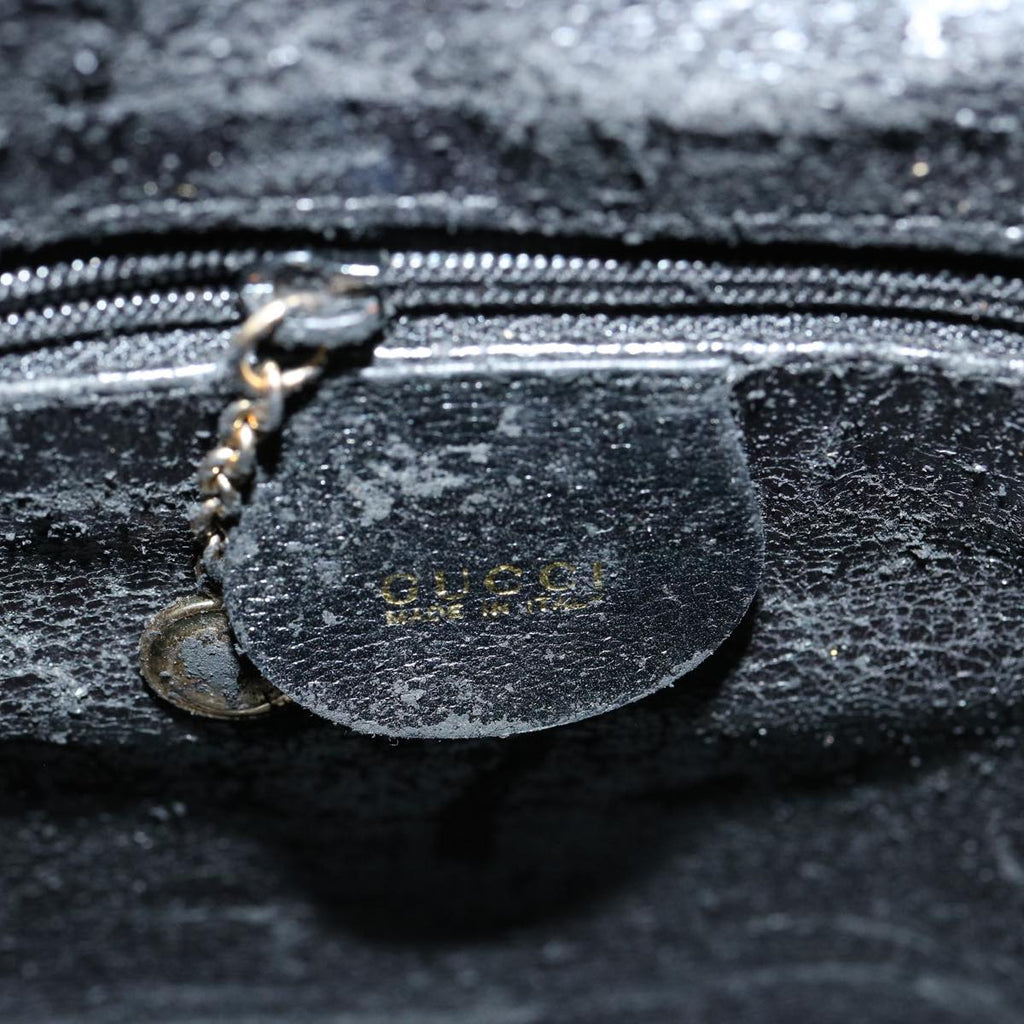 GUCCI Bamboo Hand Bag Leather 2way Black 001 123 1638 75140