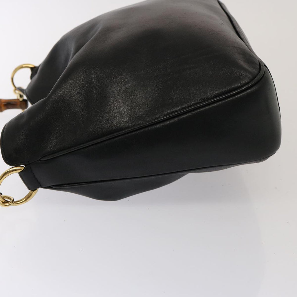 GUCCI Bamboo Hand Bag Leather 2way Black 001 123 1638 75140