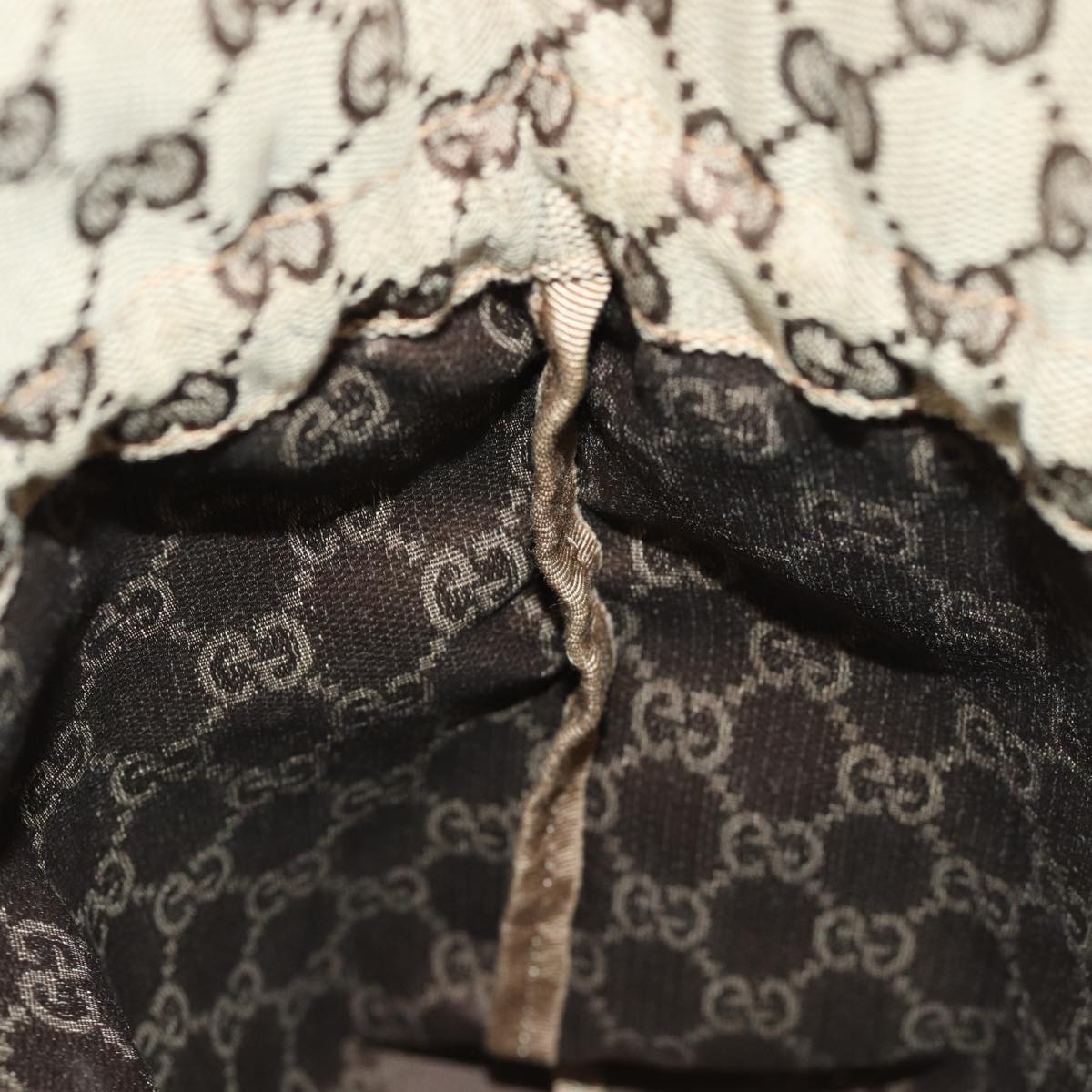 GUCCI GG Canvas Drawstring Pouch Beige 75149