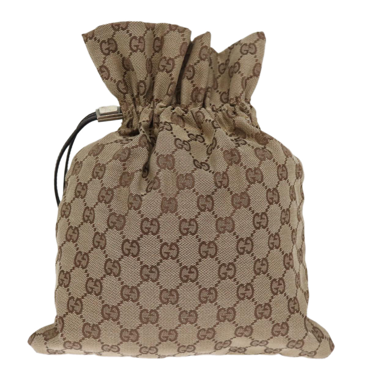 GUCCI GG Canvas Drawstring Pouch Beige 75149