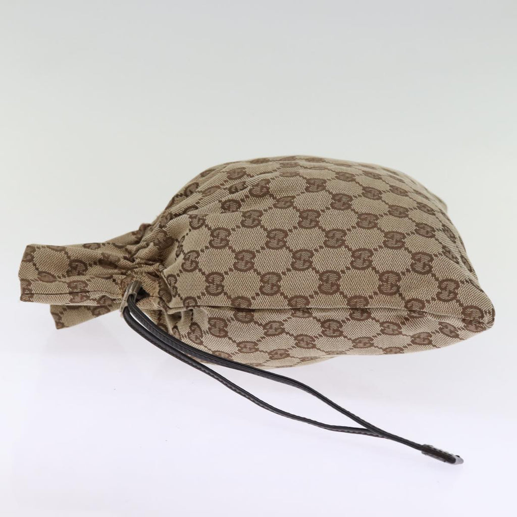 GUCCI GG Canvas Drawstring Pouch Beige 75149