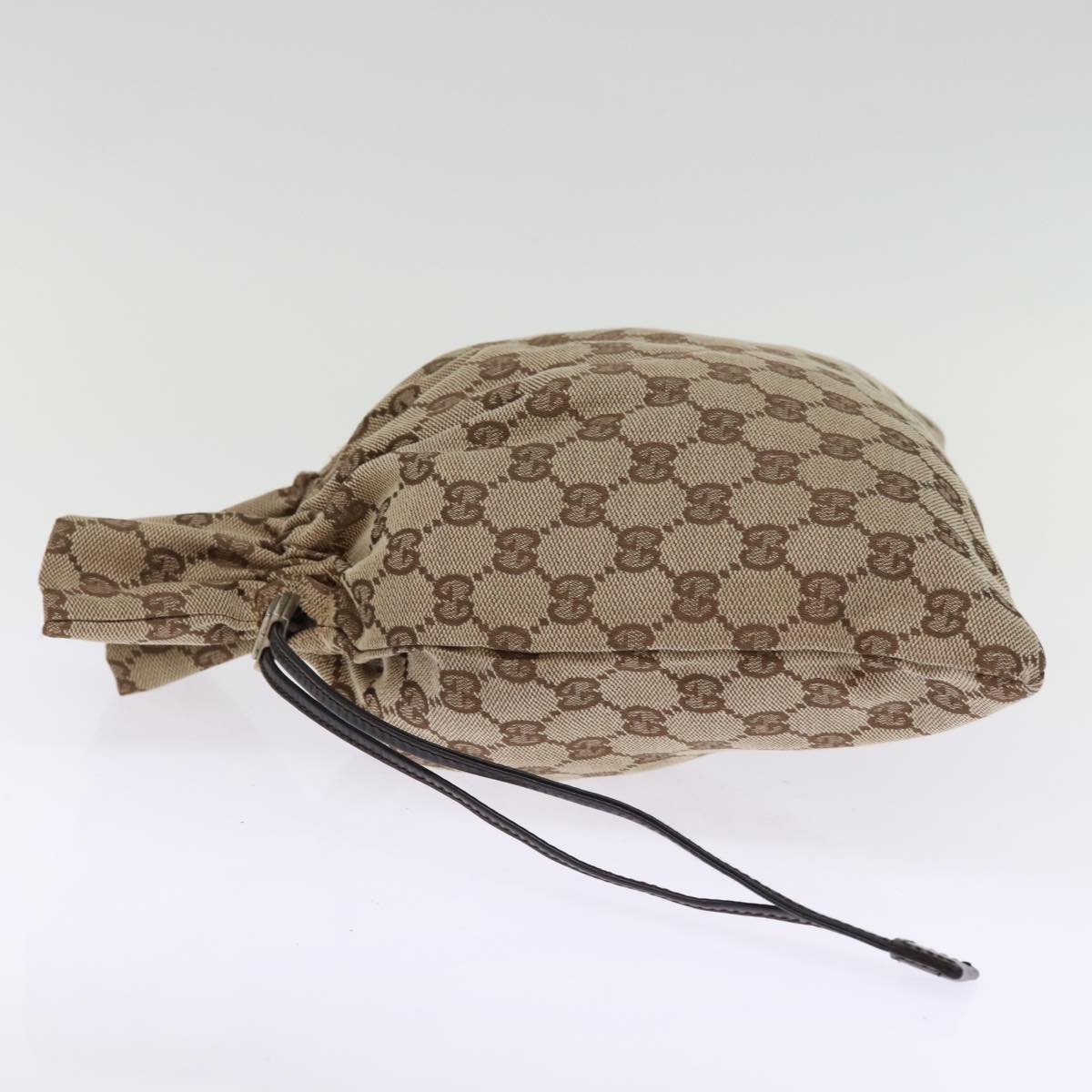 GUCCI GG Canvas Drawstring Pouch Beige 75149
