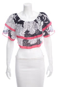 Chanel Black & White Off Shoulder Blouse SZ 38