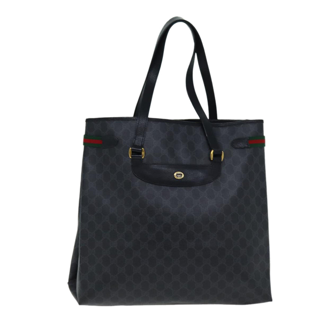 GUCCI GG Supreme Web Sherry Line Tote Bag PVC Red Black 39 02 091 75316