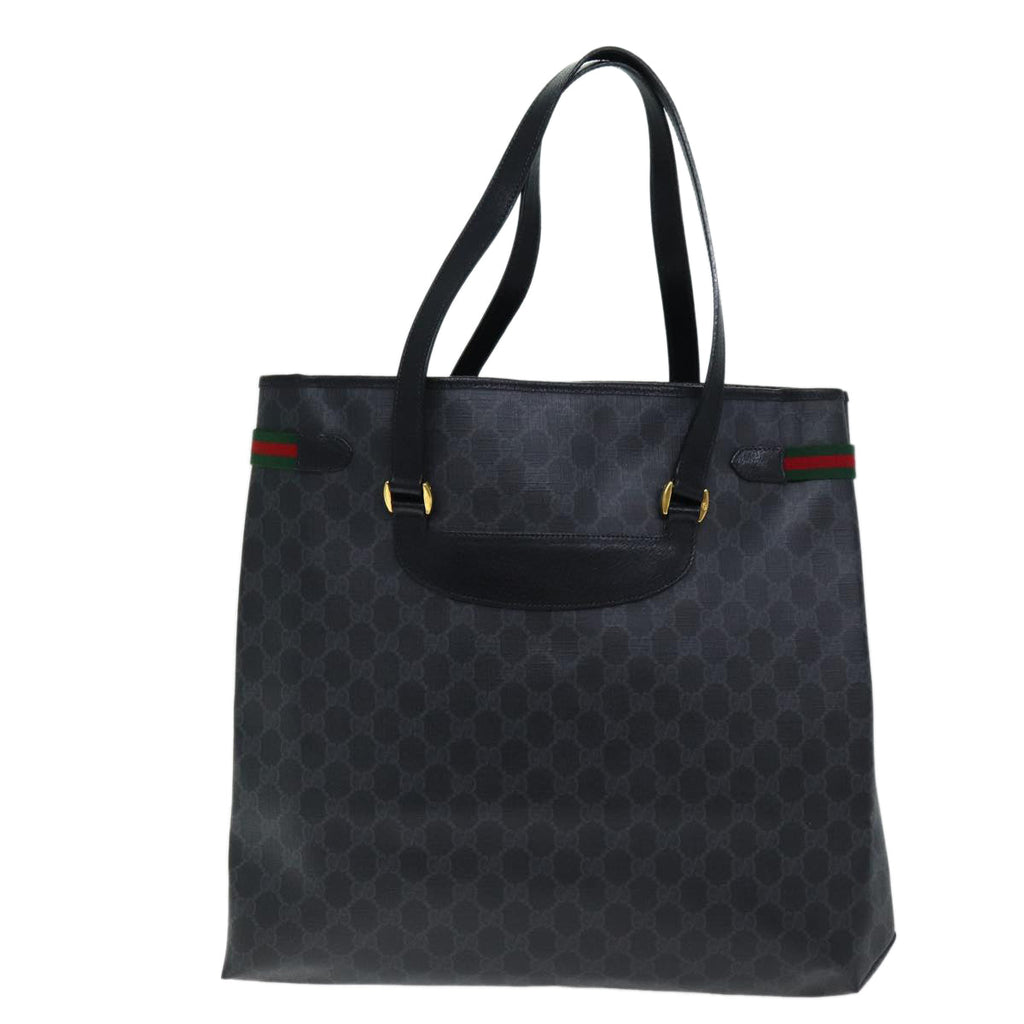GUCCI GG Supreme Web Sherry Line Tote Bag PVC Red Black 39 02 091 75316