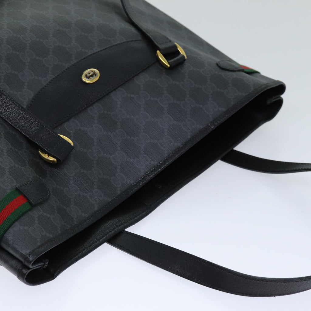 GUCCI GG Supreme Web Sherry Line Tote Bag PVC Red Black 39 02 091 75316