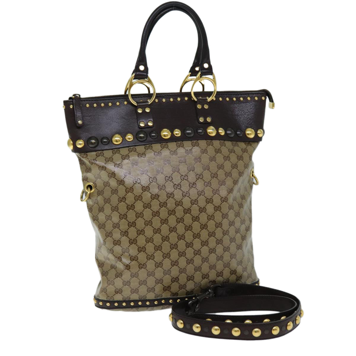 GUCCI GG Crystal Hand Bag 2way Beige 207282 75317