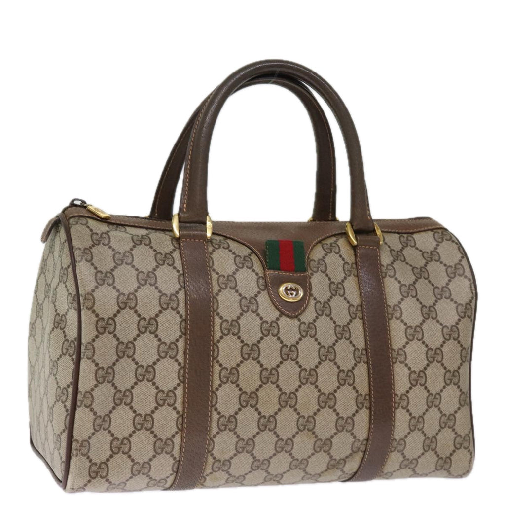 GUCCI GG Supreme Web Sherry Line Boston Bag PVC Beige Red 40 02 007 75319