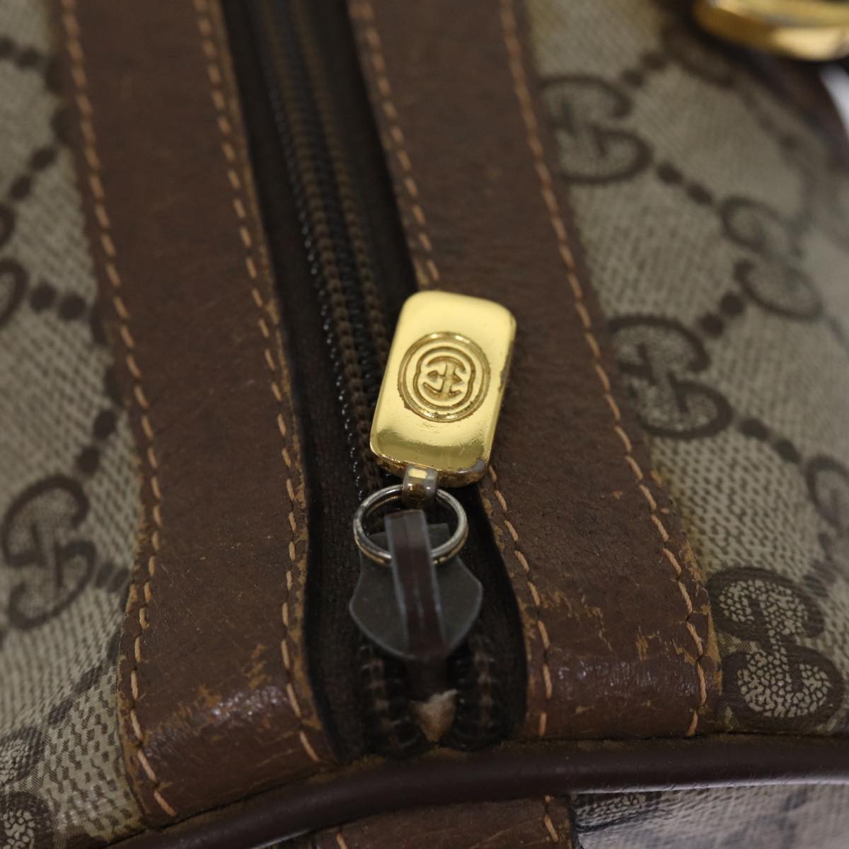 GUCCI GG Supreme Web Sherry Line Boston Bag PVC Beige Red 40 02 007 75319