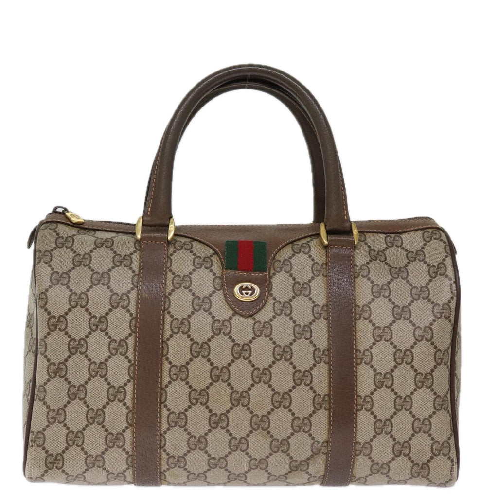 GUCCI GG Supreme Web Sherry Line Boston Bag PVC Beige Red 40 02 007 75319
