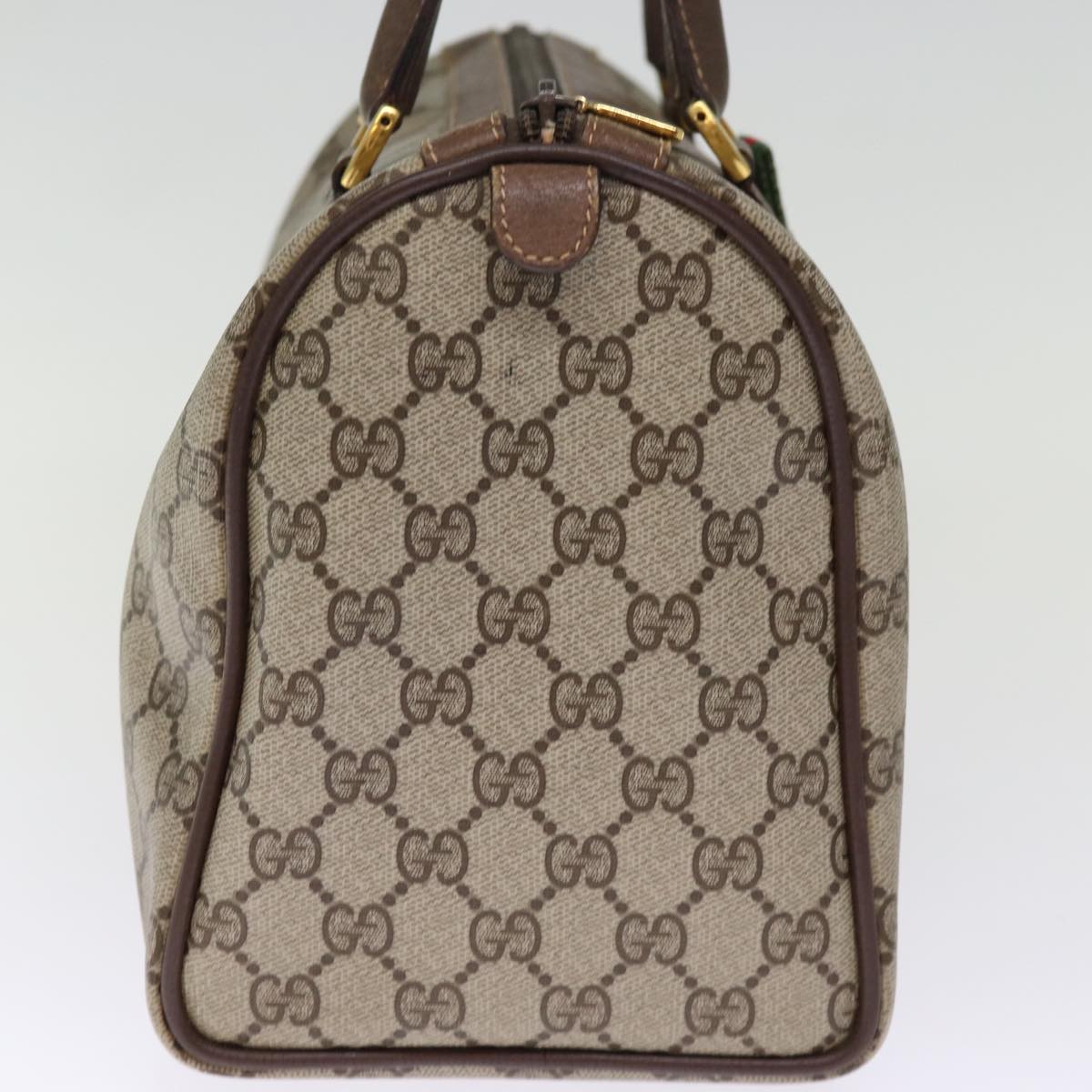 GUCCI GG Supreme Web Sherry Line Boston Bag PVC Beige Red 40 02 007 75319