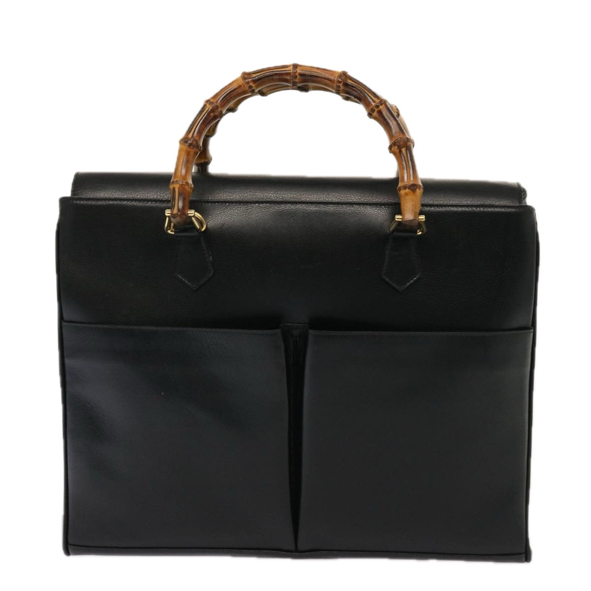 GUCCI Bamboo Tote Bag Leather 2way Black 002 2855 0322 0 75353