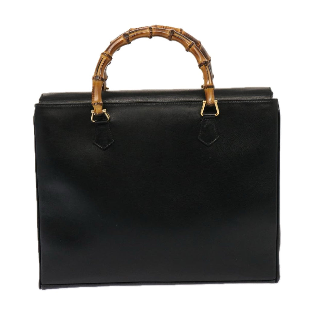 GUCCI Bamboo Tote Bag Leather 2way Black 002 2855 0322 0 75353