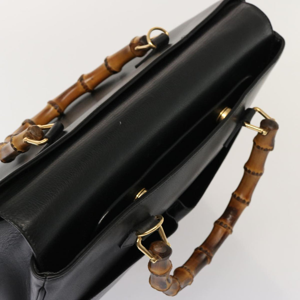 GUCCI Bamboo Tote Bag Leather 2way Black 002 2855 0322 0 75353