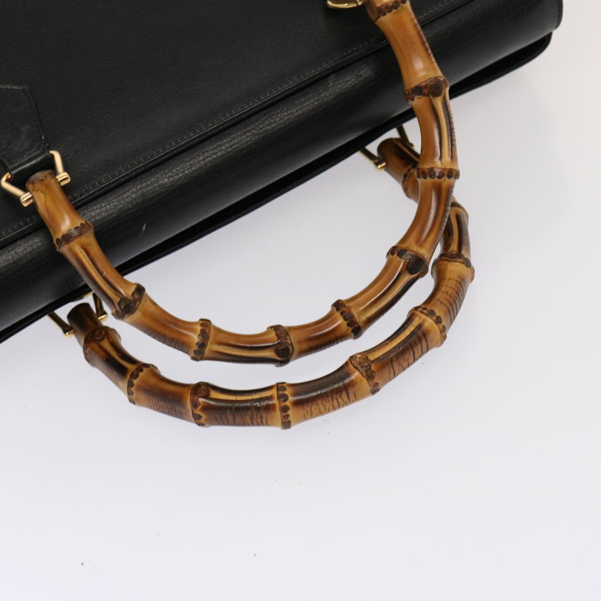 GUCCI Bamboo Tote Bag Leather 2way Black 002 2855 0322 0 75353