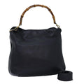 GUCCI Bamboo Shoulder Bag Leather 2way Black 000 1448 1638 75354