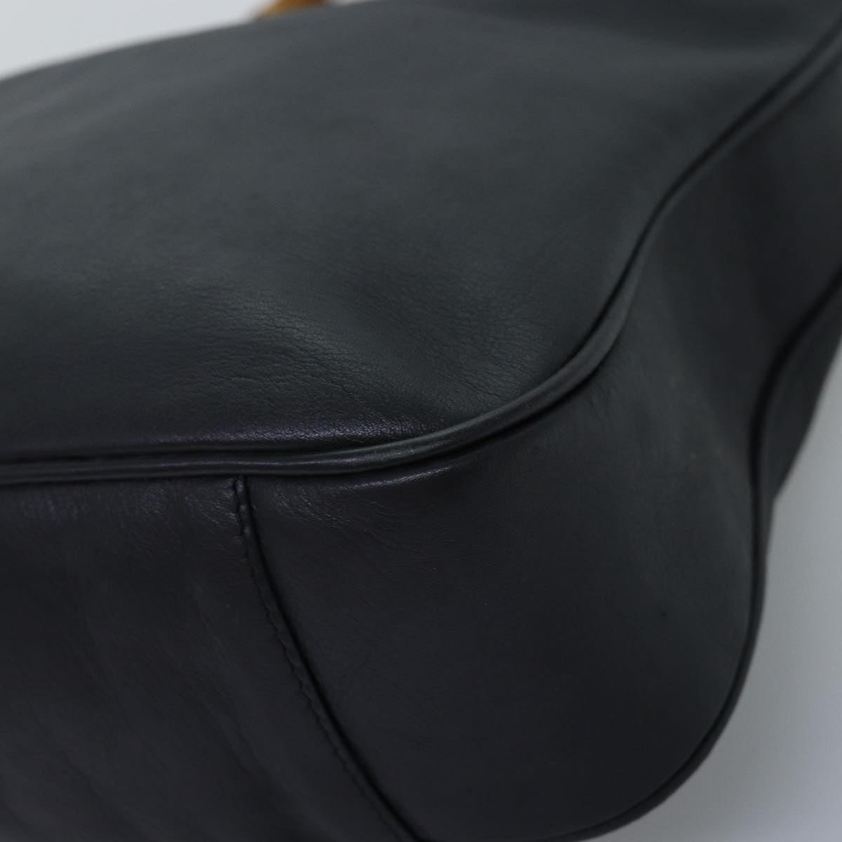 GUCCI Bamboo Shoulder Bag Leather 2way Black 000 1448 1638 75354