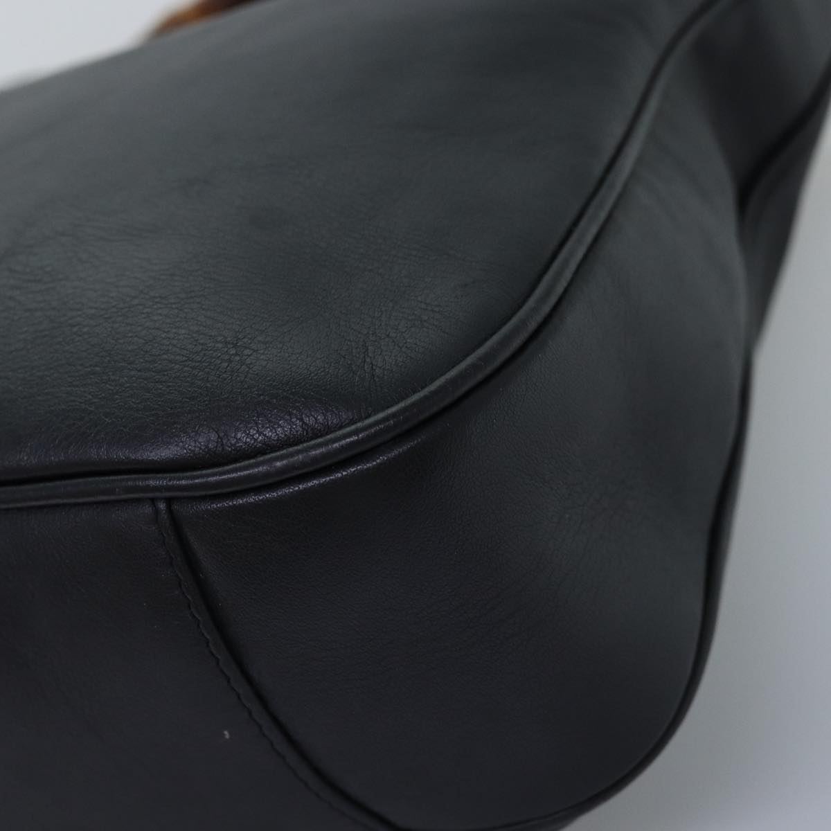 GUCCI Bamboo Shoulder Bag Leather 2way Black 000 1448 1638 75354
