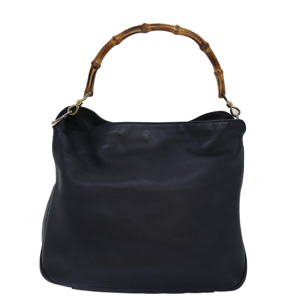 GUCCI Bamboo Shoulder Bag Leather 2way Black 000 1448 1638 75354