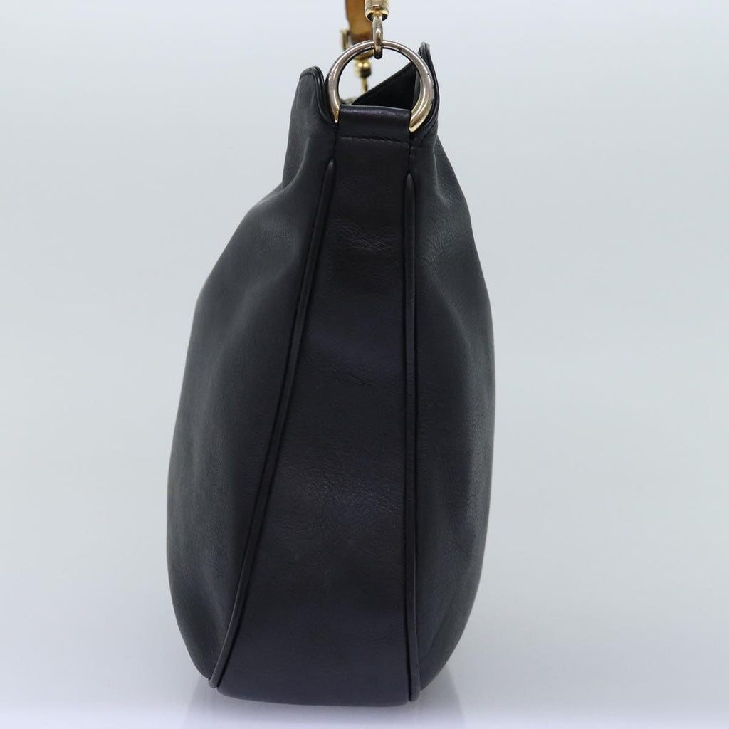 GUCCI Bamboo Shoulder Bag Leather 2way Black 000 1448 1638 75354