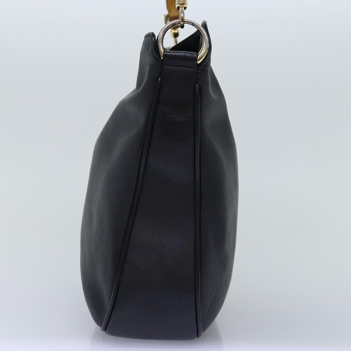 GUCCI Bamboo Shoulder Bag Leather 2way Black 000 1448 1638 75354