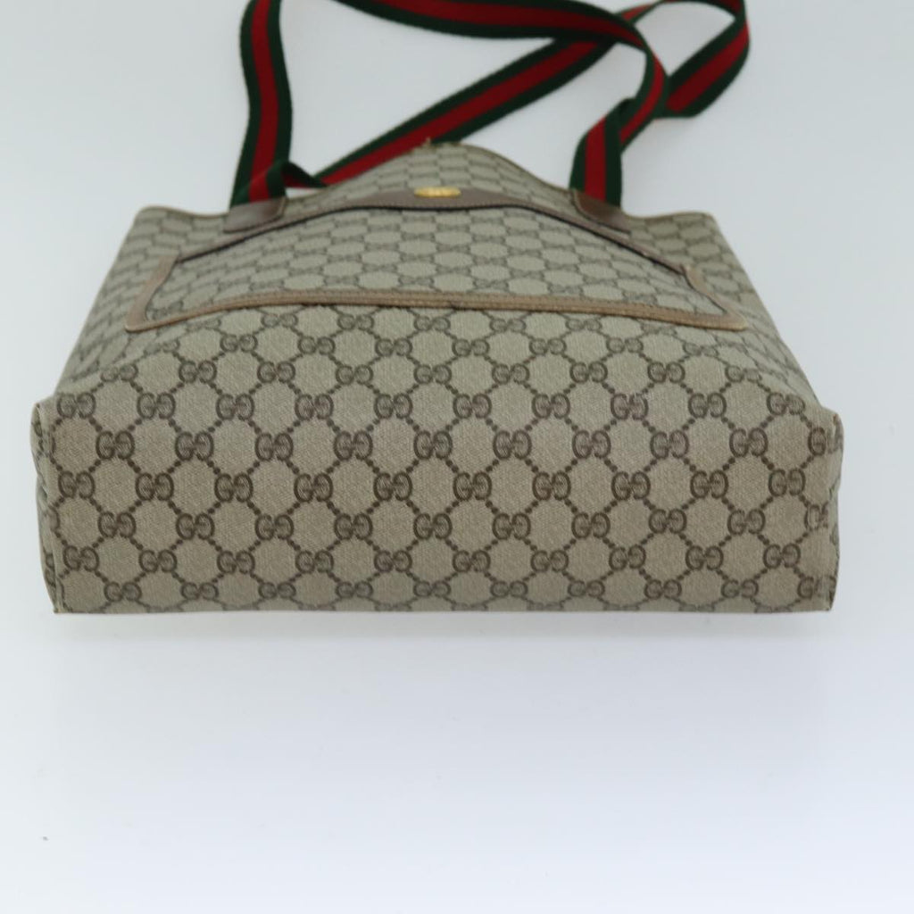 GUCCI GG Supreme Web Sherry Line Tote Bag PCVLeather Beige 39 02 003 75358