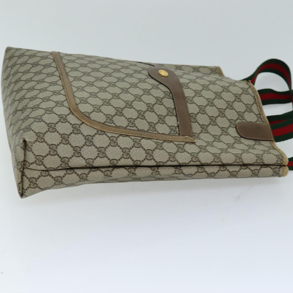 GUCCI GG Supreme Web Sherry Line Tote Bag PCVLeather Beige 39 02 003 75358