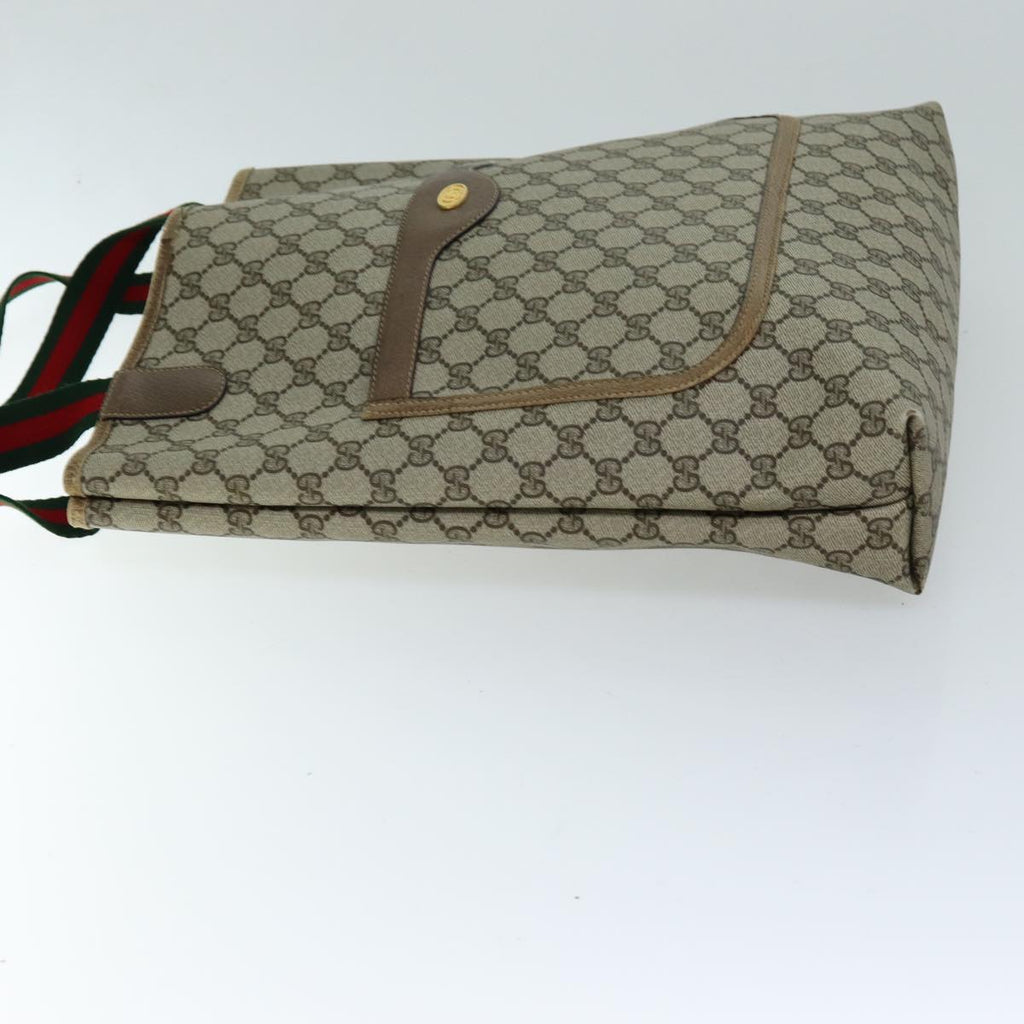 GUCCI GG Supreme Web Sherry Line Tote Bag PCVLeather Beige 39 02 003 75358