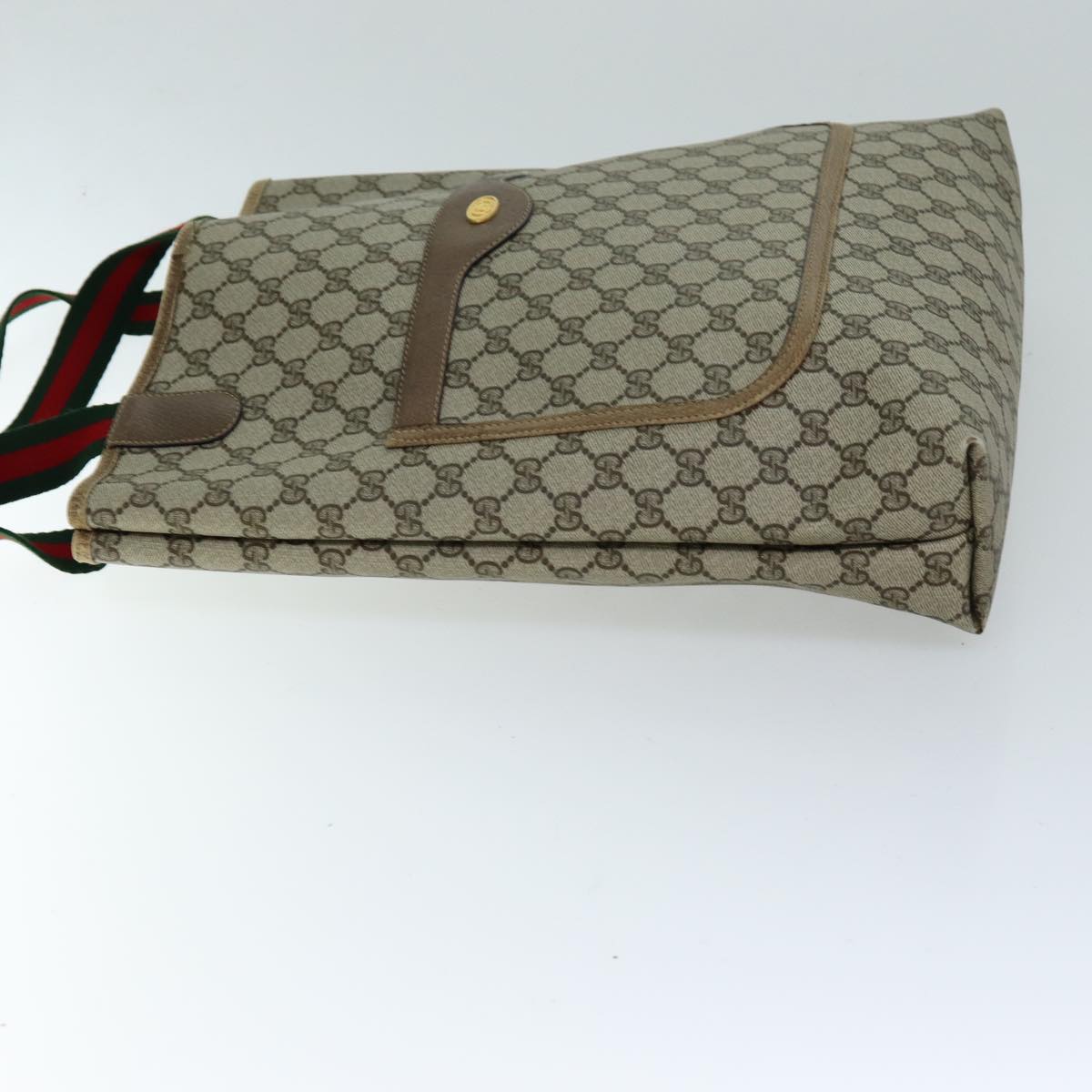GUCCI GG Supreme Web Sherry Line Tote Bag PCVLeather Beige 39 02 003 75358