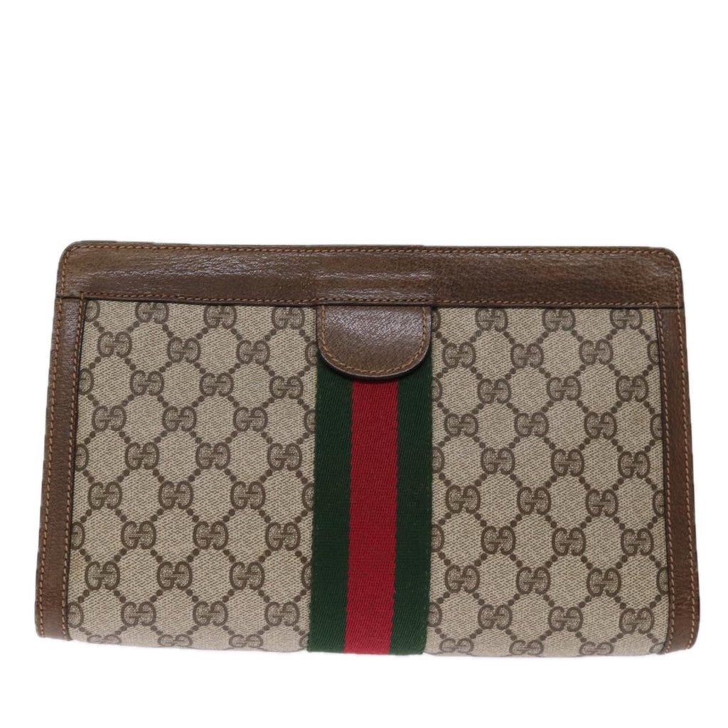 GUCCI GG Supreme Web Sherry Line Clutch Bag Beige Red 41 001 2125 28 75363